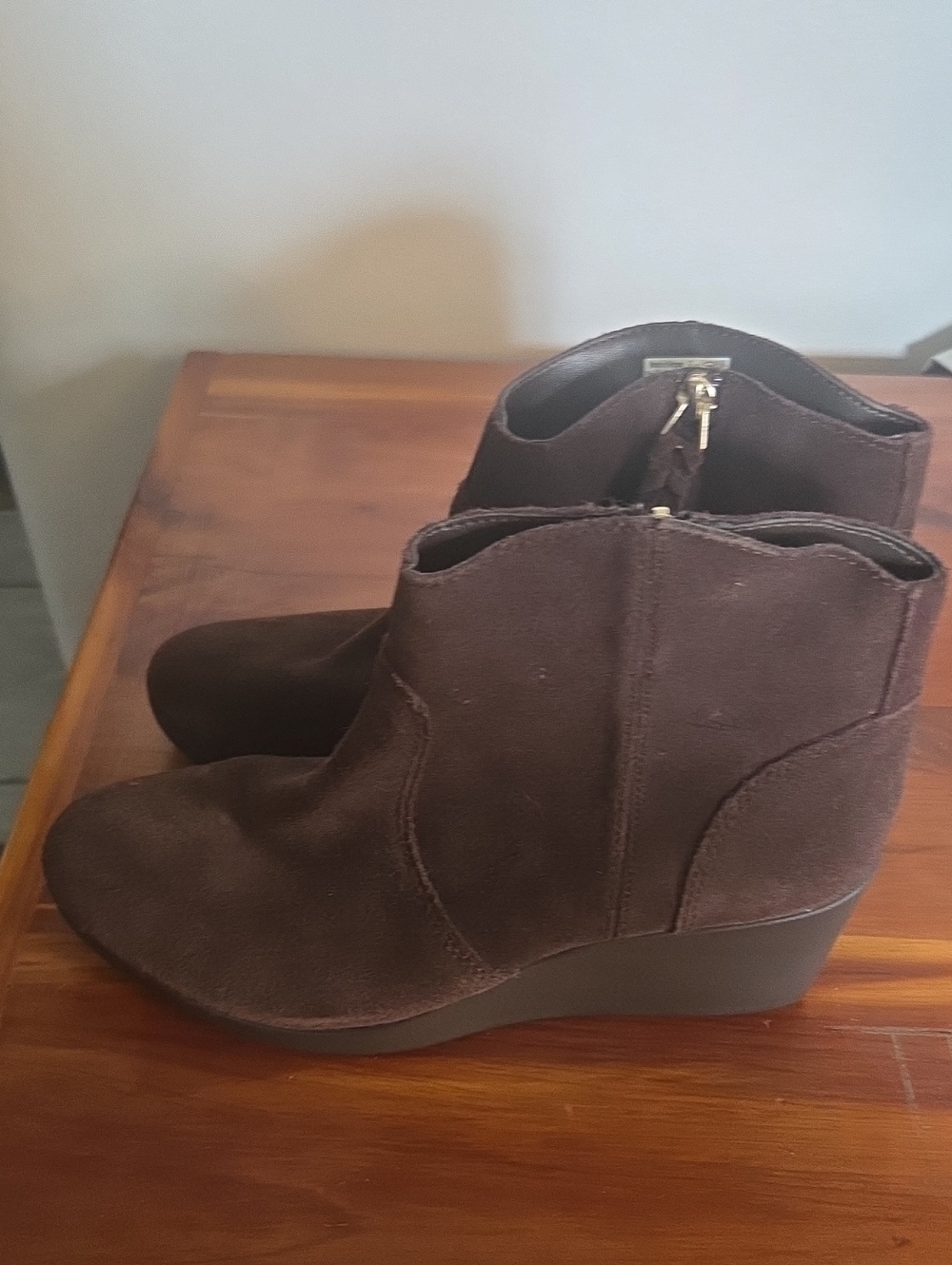 Women's Brown Suede Wedge Ankle Boots - Classic Comfort